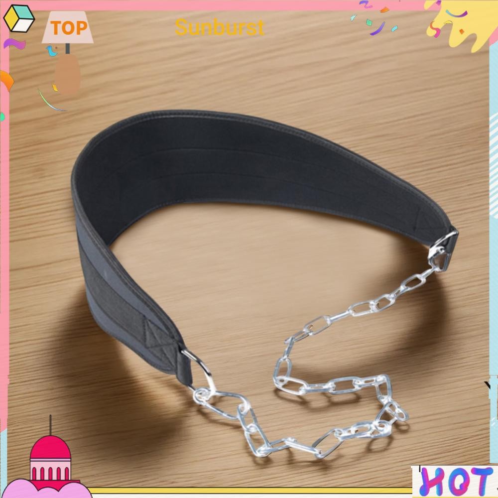 Pull-up Belt เข็มขัด Dip Weighted with Chain Weightlifting Back Support Strap [Sunburst11.th]