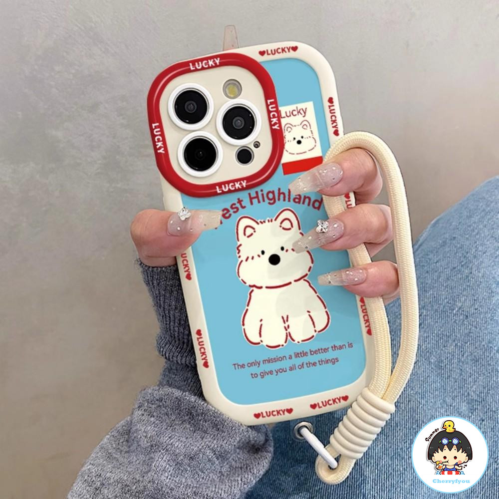 Ins Red West Highland Lanyardเคสโทรศัพท์สําหรับOPPO Reno12 Pro 11 A15 A35 2021 A3 Pro A5 A3Sสกปรกกัน