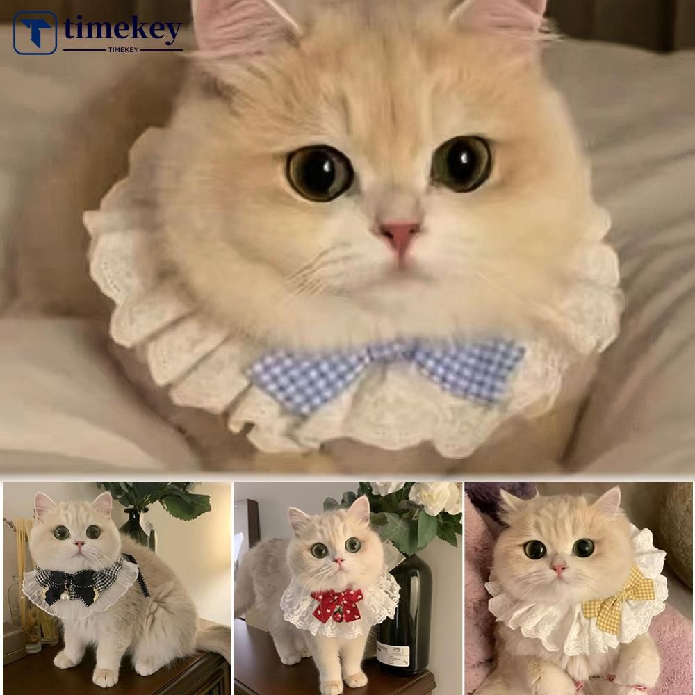 TME ลูกไม้ Bowknot Pearl Collar แมวสุนัข Neckerchief สัตว์เลี้ยงแมวลูกแมวสุนัขลูกสุนัข String Bib สร