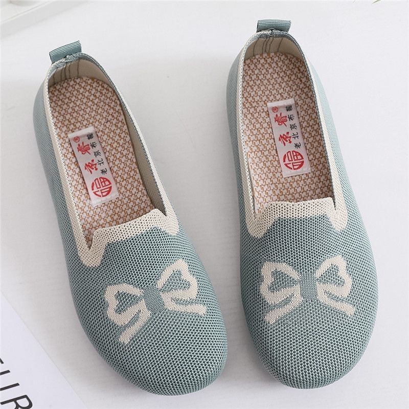 จิงรุย รองเท้าแบนบินถัก เมล็ดถั่ว สำหรับฤดูใบไม้ผลิและใบไม้ร่วง รองเท้าผู้หญิง 009 14LF