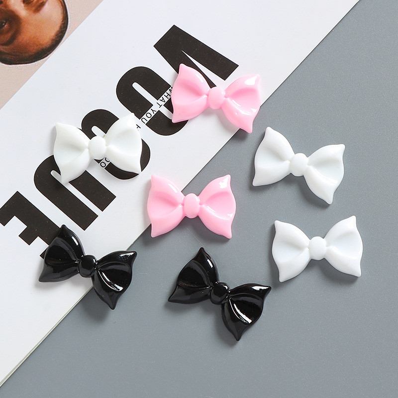 2 ชิ้นเคลือบเงาริบบิ้นขนาดเล็กสีขาวสีดํา s Charm Viral DIY รองเท้าแตะอุปกรณ์เสริมปุ่ม Pin # Ribbon Series