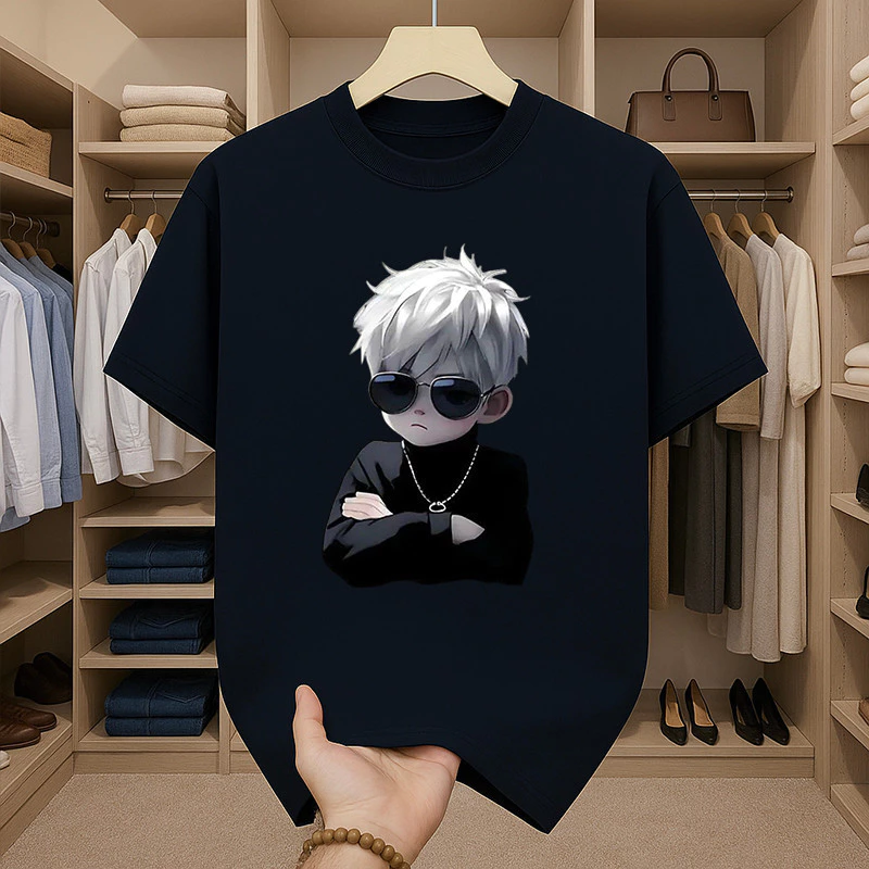 เสื้อยืดผู้ชาย สกรีนลายการ์ตูนแฟชั่นสุดเท่ คอกลม-แขนสั้น oversize t-shirt เสื้อยืดสตรีทแฟชั่นสุดฮิต เสื้อยืดผู้ชายคนอ้วน