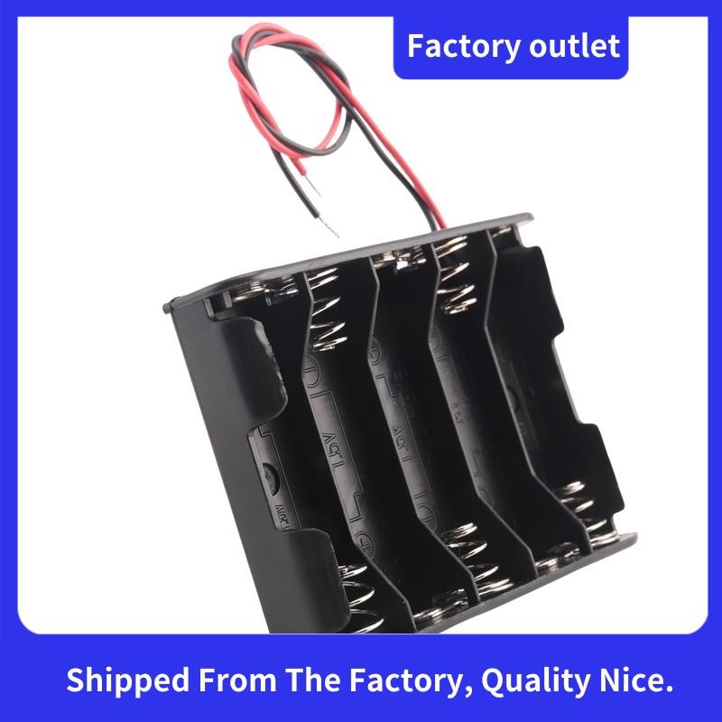 5 x 1.5V AA Battery Slot Holder Case Box Wire Black