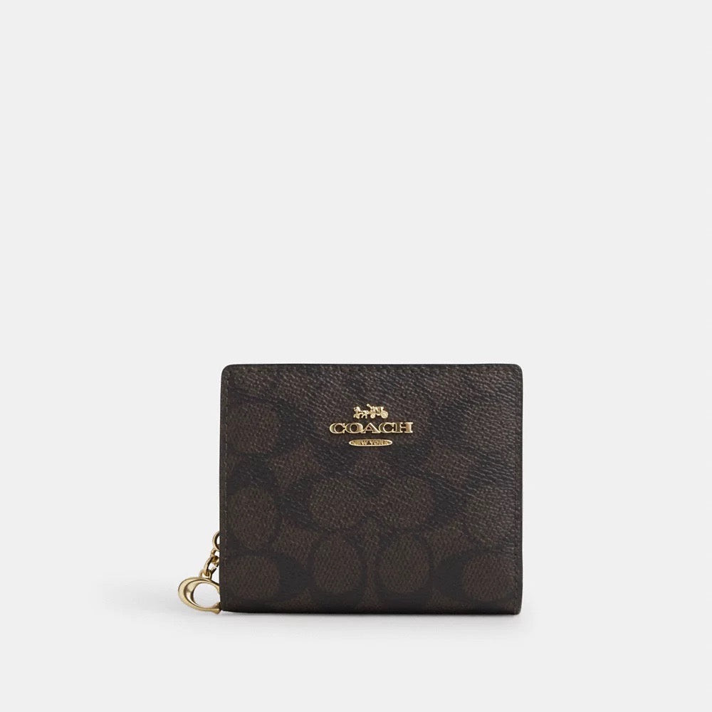 Snap Wallet In Signature Canvas สี Walnut/Black (CW789)