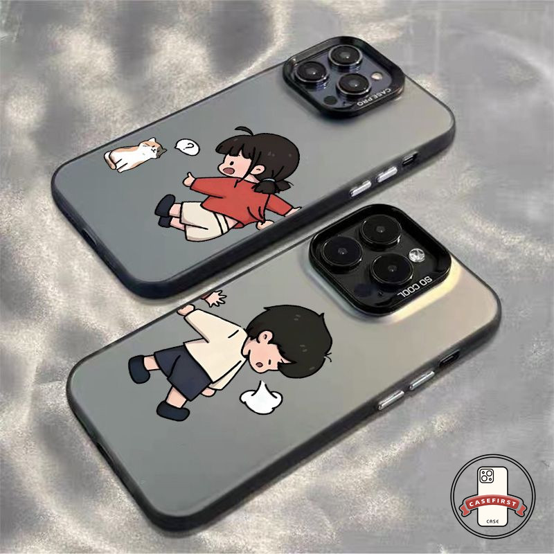คู่รักการ์ตูนน่ารักเด็กผู้หญิงลายนิ่ม เคส IPhone 15 11 16 13 14 12 Pro Max 7Plus 16 8 14 7 15 Plus XR X XS Max SE 2020
