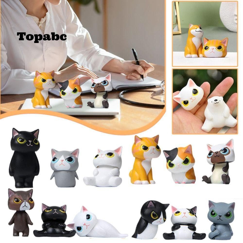 Top 6 ชิ้น/เซ็ตภูมิทัศน์ตุ๊กตา, 6 ชิ้น/เซ็ต PVC ตัวเลขแมว, Creative สีสัน Garden Miniature Decor ตุ๊กตาแมว