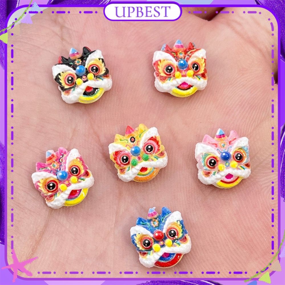 ♕ 20 ชิ้น เครื่องประดับตกแต่งเล็บ สไตล์จีน สิงโตเต้นรำ เทศกาลฤดูใบไม้ผลิ ลูกปัดเรซิน นักศึกษาหญิง อุปกรณ์ตกแต่งเล็บ สำหรับร้านทำเล็บ UPBEST