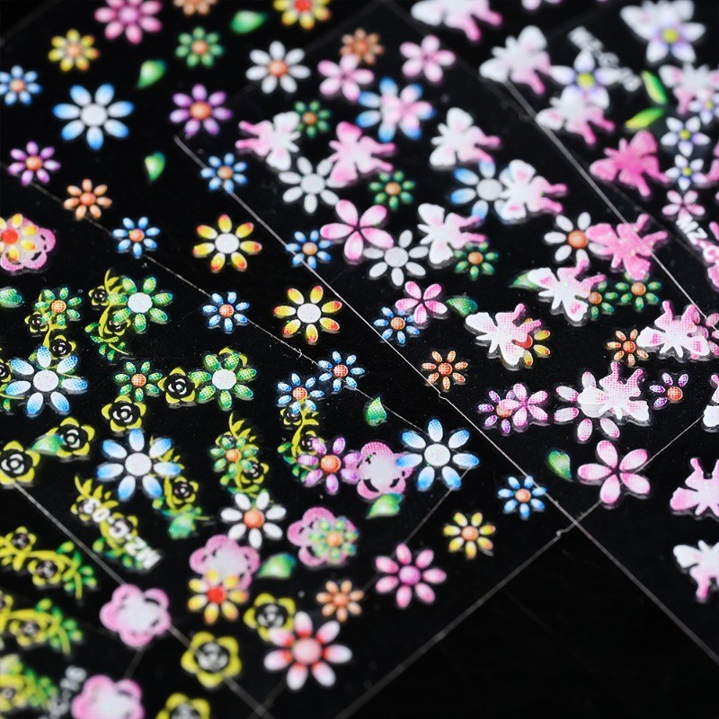 30ชิ้น3งผสมสีดอกไม้ออกแบบดอกไม้เล็บสติ๊กเกอร์ ง เอแคลส์ เล็บสวยแฟชั่นอุปกรณ์เสริมตกแต่ง