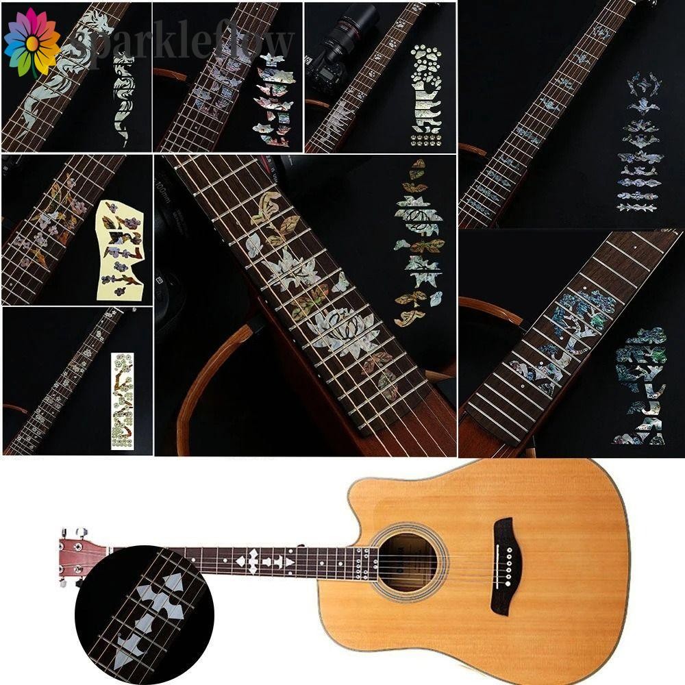 Sparkleflow Cross Inlay Decals กีตาร์อะคูสติกเครื่องดนตรีกีตาร์ Inlay สติกเกอร์กีตาร์ไฟฟ้า Guitarra อุปกรณ์เสริม PET กีตาร์ Decals