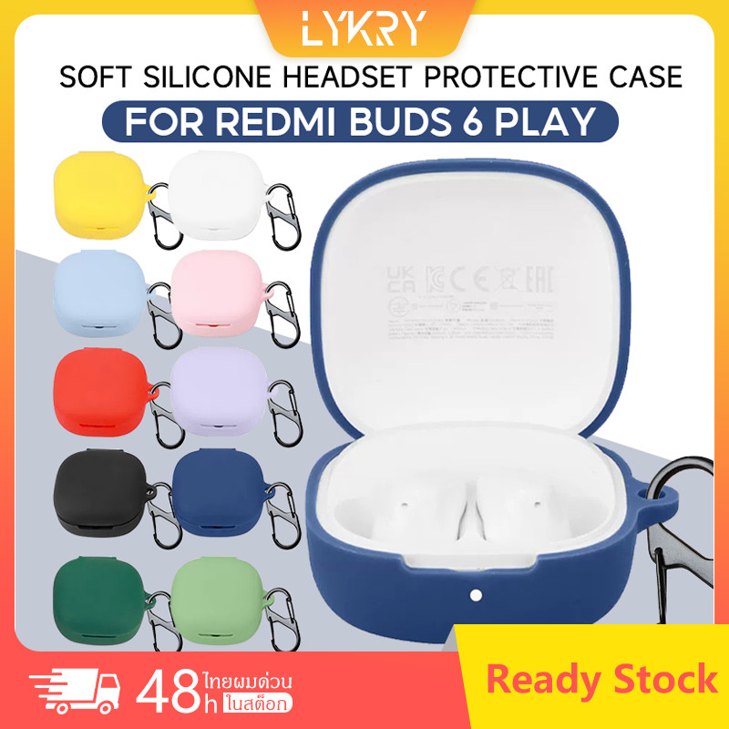เคส Redmi Buds 6 Play ซิลิโคนอ่อนนุ่มพร้อมตะขอ ฝาปิดป้องกันหูฟังบลูทูธ ช่องชาร์จ case Redmi Buds 6 Play case
