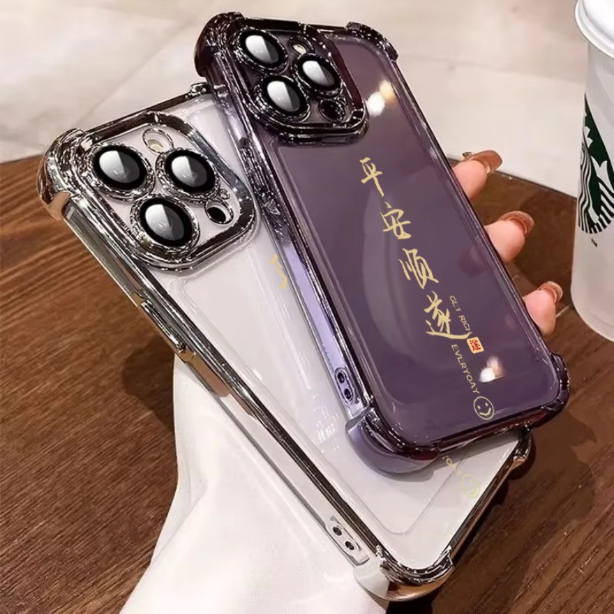 Electroplate พร้อมฟิล์มเลนส์ปลอดภัยและเรียบรูปแบบปลอกสําหรับ Honor 200 100Pro 200 X9C สมาร์ท X9A X9B X7C X9B X5B Magic 7 6 5 4 Pro 6 Lite ฝาครอบป้องกันเต็มรูปแบบ