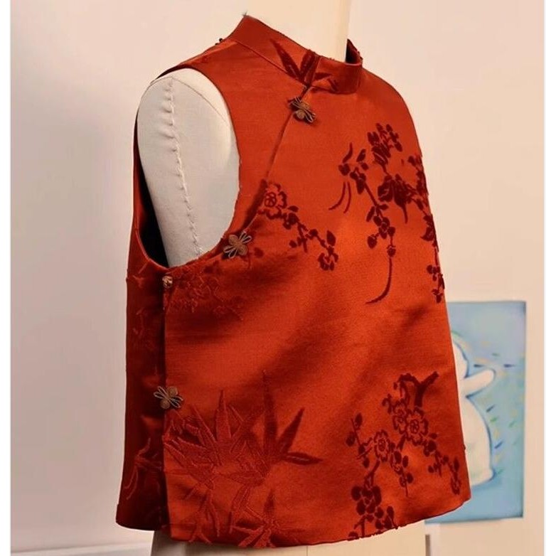 [ยิงจริง] ใหม่สไตล์จีนสีส้มสีแดงเก๋ออกแบบเฉพาะผู้หญิงเสื้อคอตั้งย้อนยุค - รูปที่ 2