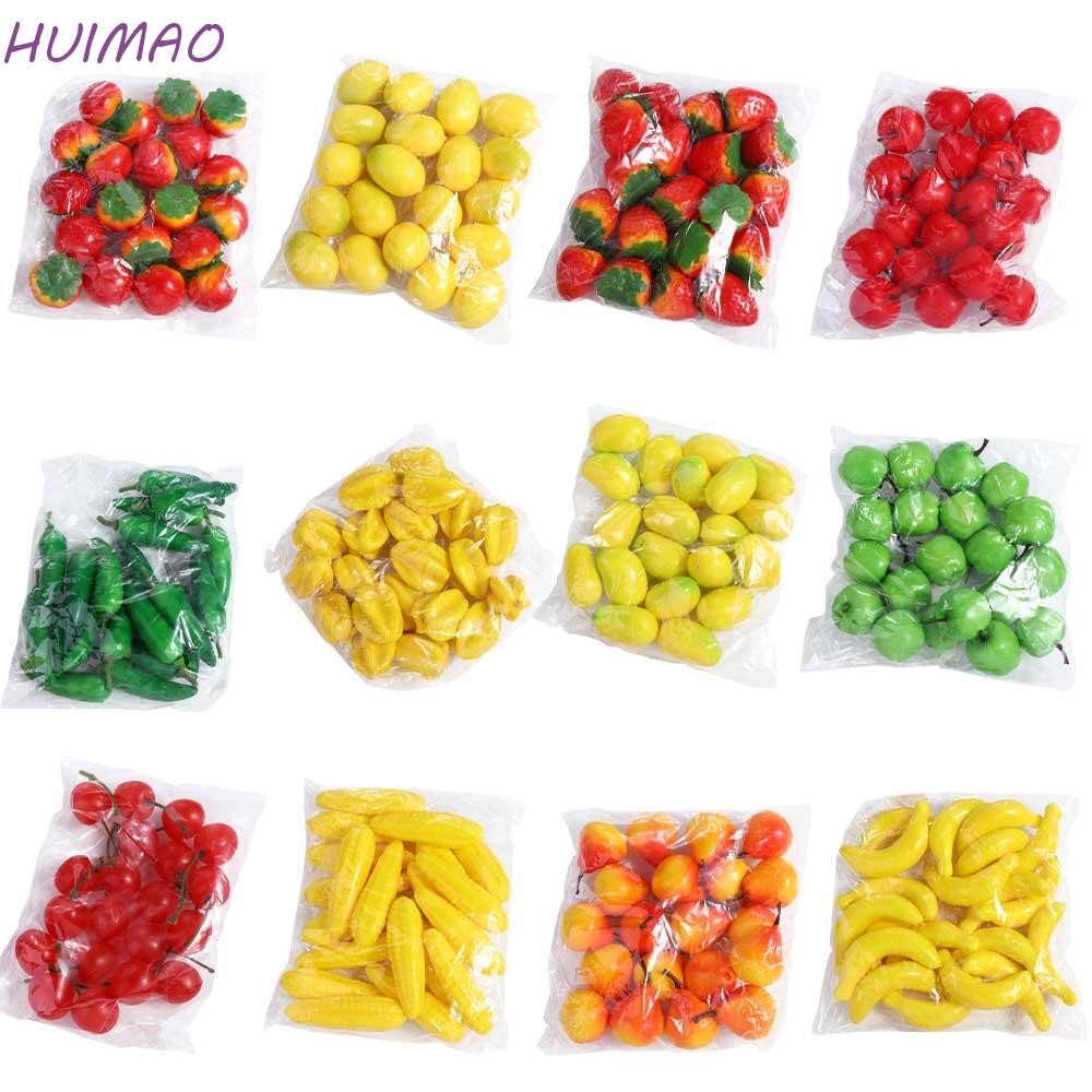 Huimao มินิผลไม้ปลอมส้ม 20 ชิ้น/เซ็ตตกแต่งเครื่องประดับปาร์ตี้อุปกรณ์ตกแต่งบ้านมะนาวจําลองเครื่องประดับสตรอเบอร์รี่