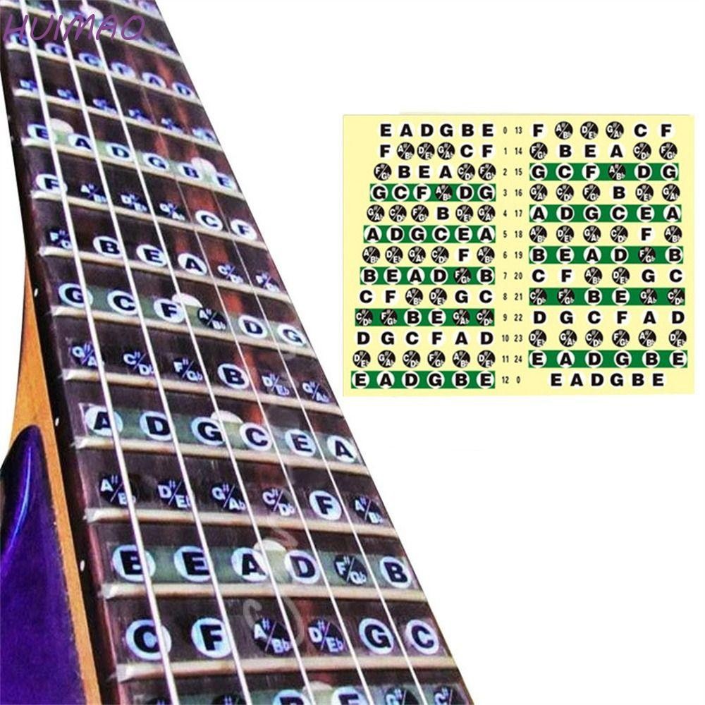 Huimao กีตาร์หมายเหตุสติกเกอร์กีตาร์อุปกรณ์เสริมแบบพกพา Frets หมายเหตุ Decal ดนตรี Scale กีตาร์ไฟฟ้าเริ่มต้น Fretboard สติกเกอร์