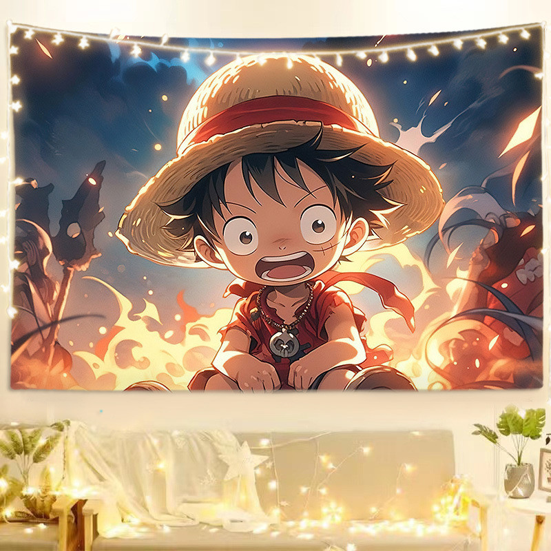 ผ้าพื้นหลังอนิเมะ One Piece Luffy AI สำหรับตกแต่งหอพักนักเรียน ผ้าแขวนข้างเตียง โปสเตอร์ผ้าผนัง - รูปที่ 7