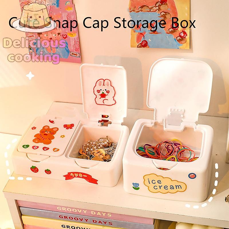 [ทําอาหารอร่อย] น่ารัก การ์ตูนโต๊ะออแกไนเซอร์กล่องปุ่มกล่องเก็บเครื่องสําอางที่มีฝาปิดมินิเครื่องประดับออแกไนเซอร์เครื่องสําอางแต่งหน้าภาชนะ[ใหม่]