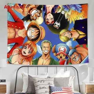 ผ้าม่านอนิเมะ One Piece ลายลูฟี่และโซโล ผ้าแขวนตกแต่งสำหรับบ้าน ห้องนั่งเล่น ห้องนอน ผ้าพื้นหลังลายจุด
