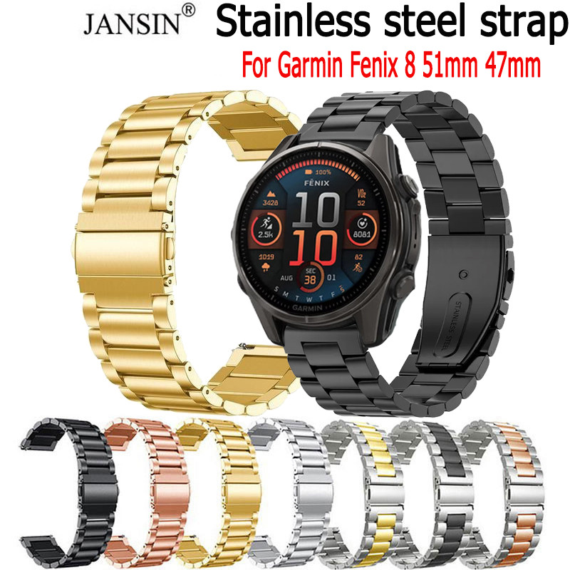 Garmin Fenix 8 51mm สายนาฬิกาสายนาฬิกาสแตนเลสสําหรับ garmin fenix 8 47mm สมาร์ทวอท์ช
