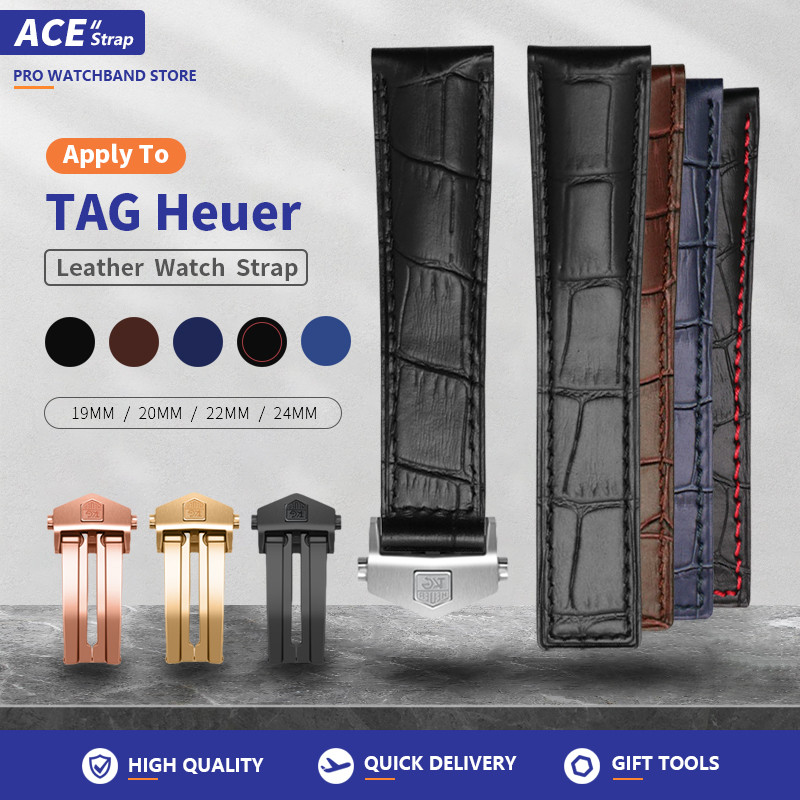 เหมาะสำหรับนาฬิกา TAG HEUER สายหนังลายไม้ไผ่ 19mm 20mm 22mm 24mm เหมาะสำหรับ Autavia 6 CARRERA FORMULA 1 F1 AQUARACER