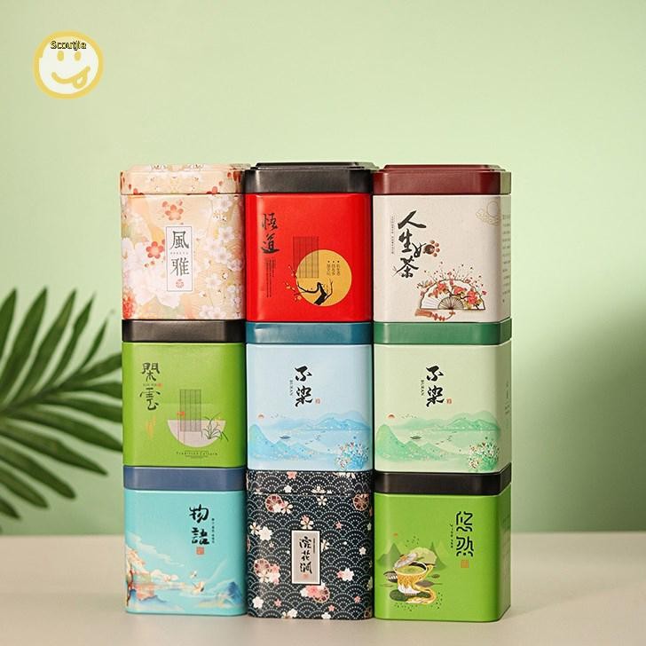 Scoutjie Square Tinplate กล่องเก็บปิดผนึกแคดดี้ชาขวดกาแฟขนาดเล็กใบชาคอนเทนเนอร์เครื่องเทศขนาดเล็กสามารถกล่องเก็บ TH