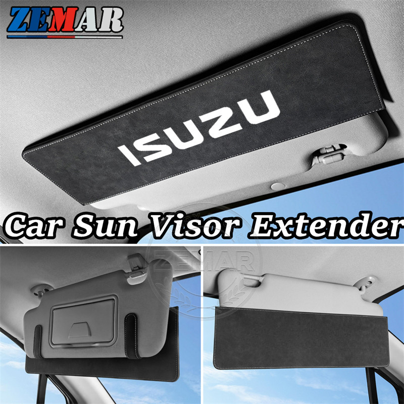 ISUZU รถ Sun Visor แผ่นขยายหนังนิ่มม่านบังแดดรถยนต์แผ่นอุปกรณ์ตกแต่งภายในรถยนต์สําหรับ Dmax Panther 