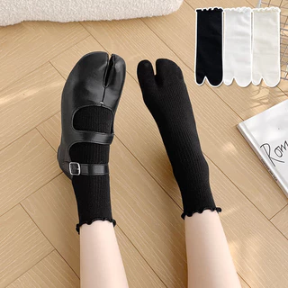 ลําลองผู้หญิงผ้าฝ้ายสอง-Toed กลางถุงหลอดถุงเท้านิ้วฤดูร้อนยืดหยุ่นแยกถุงนิ้วเท้า Flip Flop รองแตะแฟชั่นรองแตะสองถุงเท้า