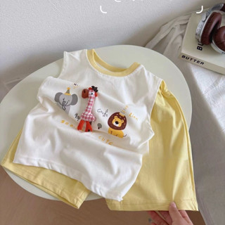 ฤดูร้อนผ้าฝ้ายแท้เด็กสามมิติการ์ตูนชุดเสื้อกั๊กชายหญิงน่ารัก…