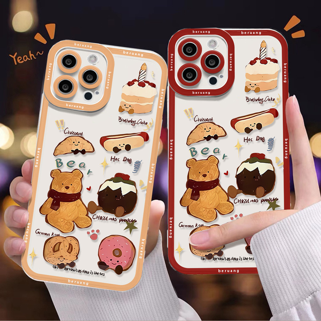 โปร่งใสTpu SILICONE Soft Caseหมีขนมขบเคี้ยวสําหรับRealme C53 C75 C55 C2 C15 A1K C35 5i C51 C33 A76 C