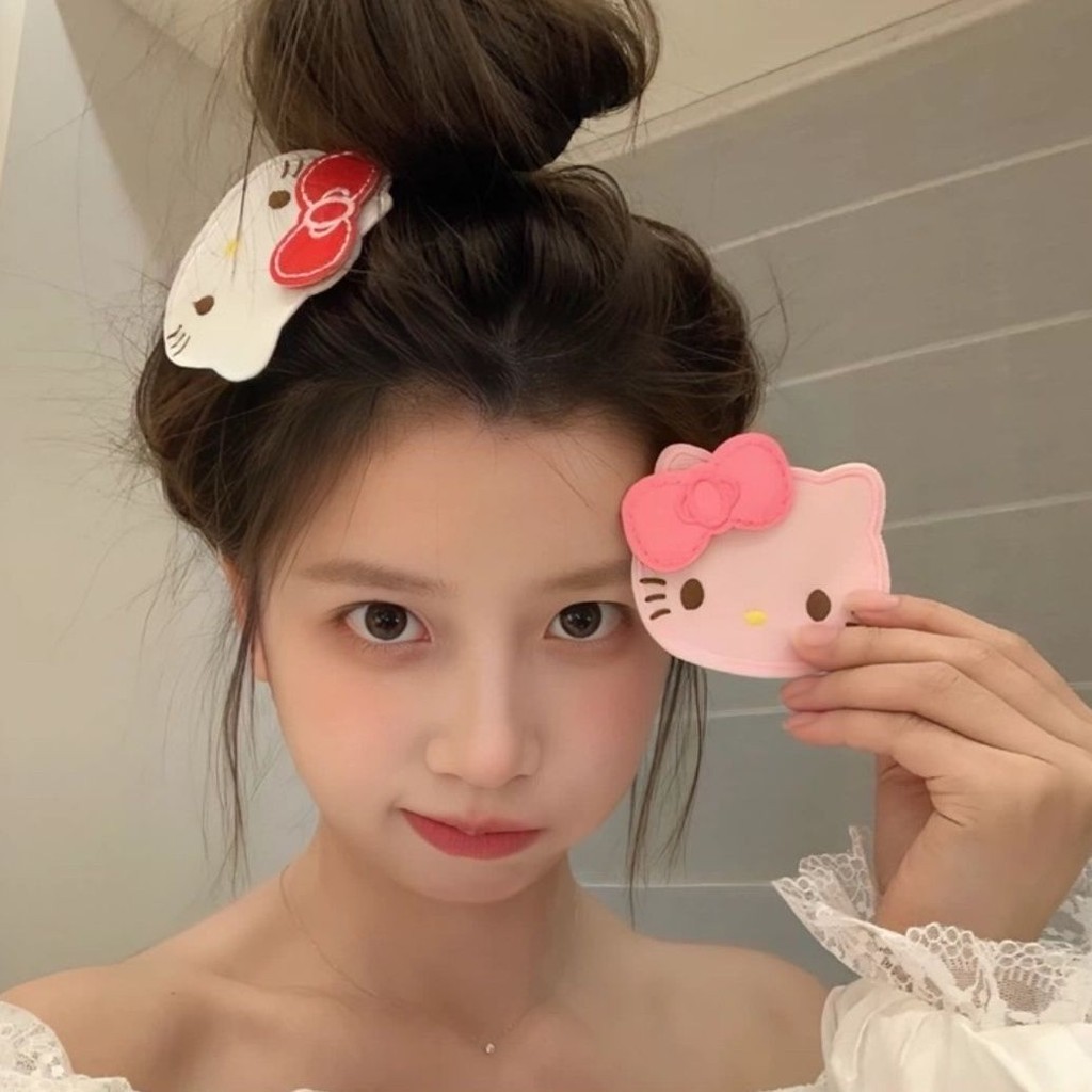 สุดน่ารัก สวัสดี คิตตี้ ผมหัก ตีนตุ๊กแก กิ๊บแต่งหน้าหน้ากากไม่มีรอยต่อสติกเกอร์หน้าม้าสติกเกอร์ผมเหนียวสติกเกอร์