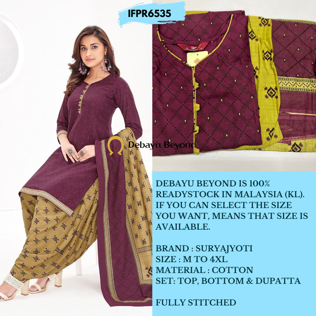 [Size M] READYMADE COTTON PUNJABI PATYLA SUIT
