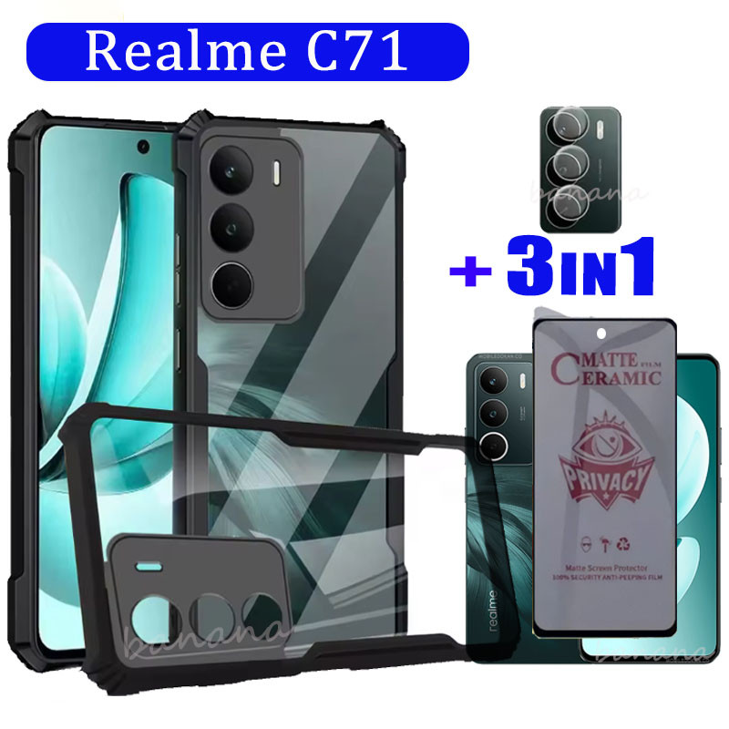 (ในสต็อก) สําหรับRealme C71 เคสโทรศัพท์กันกระแทกRealme C73 C75 C75X Anti-peepingกระจกนิรภัยป้องกันหน