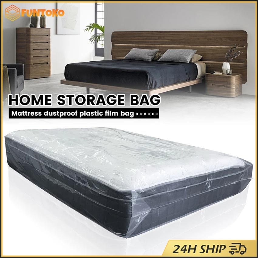 สินค้ามีคุณภาพ พลาสติกคลุมที่นอน3.5/5/6ฟุต ผ้าคลุมเตียง กันฝุ่น ผ้าปูรองที่นอน แบบไม่มียางรัด