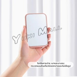 Yuki กระจกแต่งหน้า ขนาดเล็กพับตั้งโต๊ะได้ หนังPUกระจกขนาดเล็ก สวย Mirror