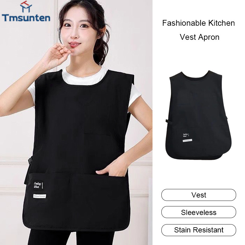 เสื้อกั๊กกันเปื้อนในครัวแฟชั่น ชุดทำงานลำลอง กันน้ำ ยูนิเซ็กส์ Tmsunten