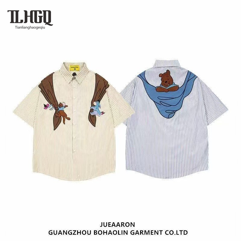 TLHGQ เสื้อแขนสั้นการ์ตูนหมี สไตล์ย้อนยุค สำหรับฤดูร้อน สวมใส่ง่ายและสนุก