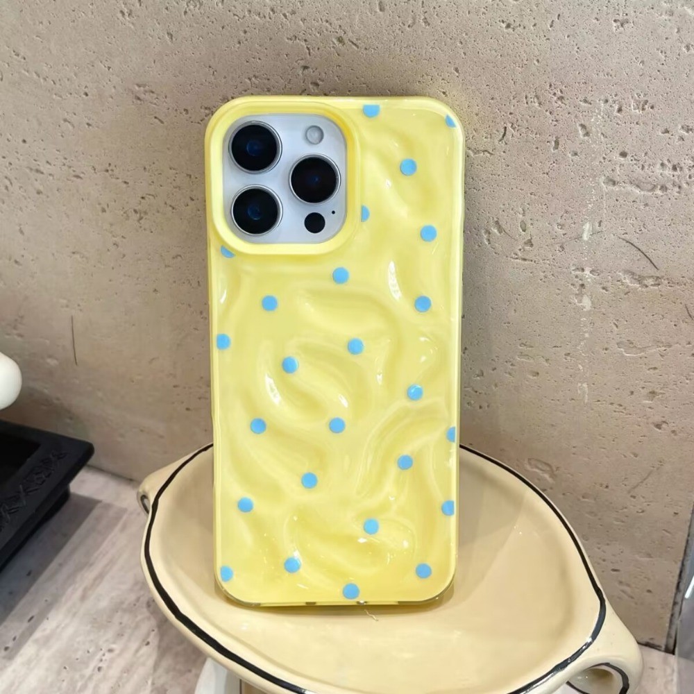 การ์ตูนสี Polka Dots เคสโทรศัพท์สําหรับ IPhone 16 15 13 14 12 11 Pro Max 16 14 15 Plus Wrinkle Glossy Wave Ruffle น้ําซิลิโคนกันกระแทกนุ่ม ราคา ถูกที่สุด ดีลบีเคเค แกลเลอรีภาพที่ 9