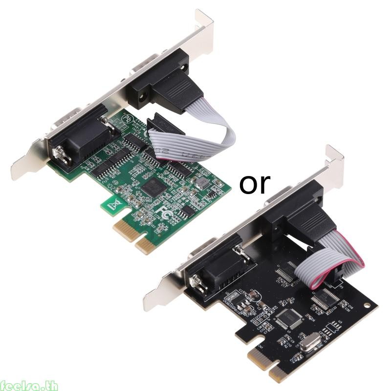 Feela PCIe Dual Serial การ์ดขยายชิป AX99100 2 พอร์ตอุตสาหกรรม DB9 COM RS232 อะแดปเตอร์แปลงคอนโทรลเลอร์