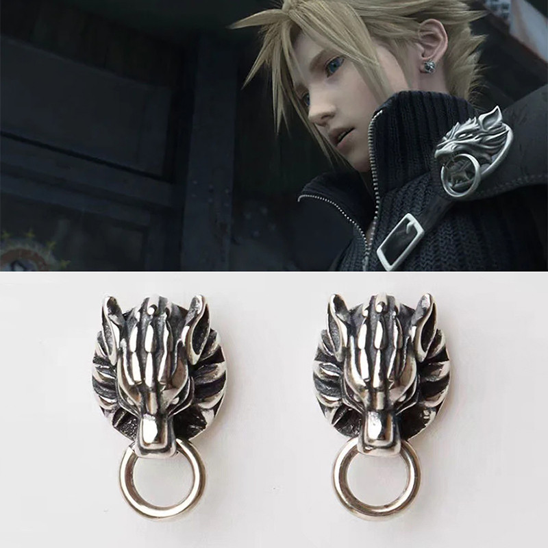 เกมสุดฮอต Final Fantasy Cloud Strife Wolf Stud ต่างหูสําหรับผู้ชายต่างหูสไตล์ครอบงํา
