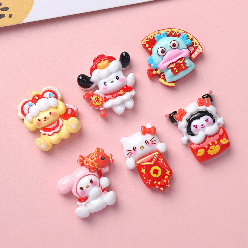 อุปกรณ์เสริมเรซิน DIY การ์ตูนเครื่องประดับยางครีมสัตว์ปีใหม่กิ๊บติดผมทำด้วยมือเคสมือถือหัวเข็มขัดรองเท้าชุดอุปกรณ์เสริม - รูปที่ 2