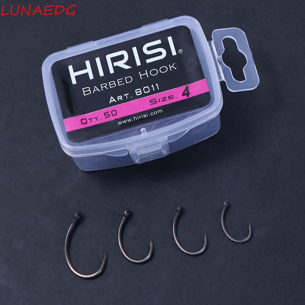 Lunaedge Barbed Hooks 50 ชิ้น/แพ็คเคลือบคาร์บอนสูง 8011 ปลาคาร์พตกปลา