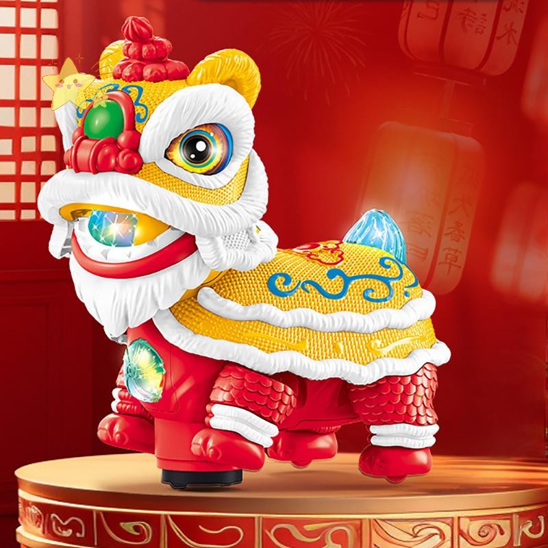 [JBTH] ของเล่นเต้นรําสิงโตจีน, การเต้นรําสิงโตไฟฟ้าพร้อมไฟและเพลง, ตลกเขย่าหัว Lion Dance ของเล่นสําหรับเด็ก [JB] - รูปที่ 5