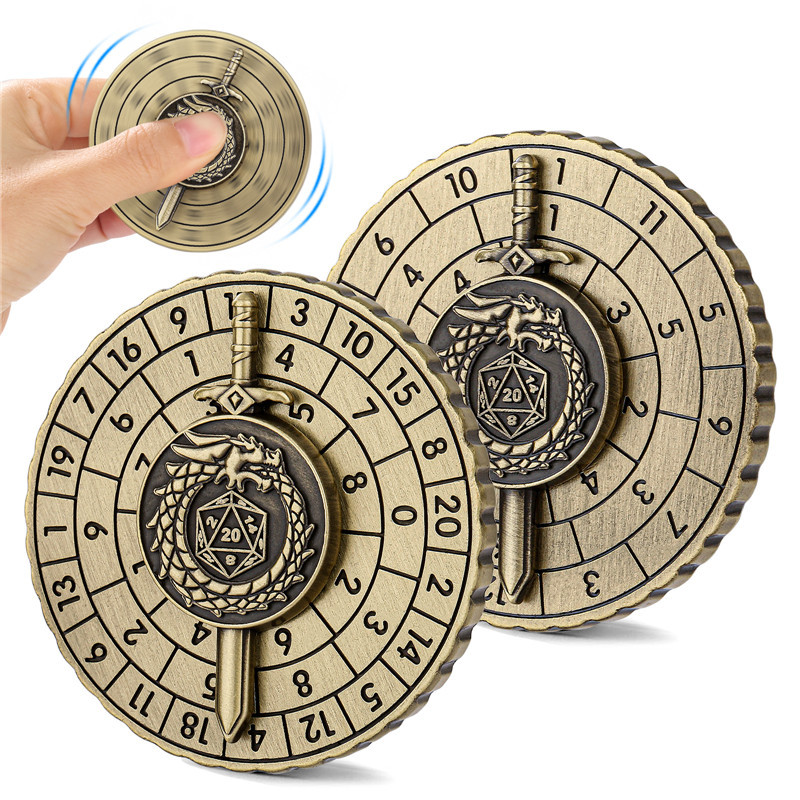 Creative Dragon Sword Design Metal Dice Spinner 7-in-1 Dice Wheel for RPGs Role Play Game Dice Acces