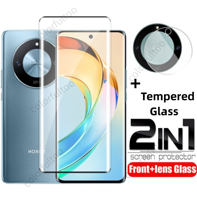 2 in 1 ฟิล์มป้องกันกระจกสําหรับ Honor X9b 5G X 9B X9a X8B X7b X6a HonorX9b 2023 3D โค้ง HD กระจกนิรภ