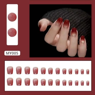 MYส่งจากไทย เล็บปลอม สีลูกแก้วแคทอาย กันน้ำ แถมกาวน้ำ พร้อมติด ครบไซส์ 24 ชิ้น เกรด ABS ดีกว่าเล็บ PVC ทําเล็บ สินค้าพ