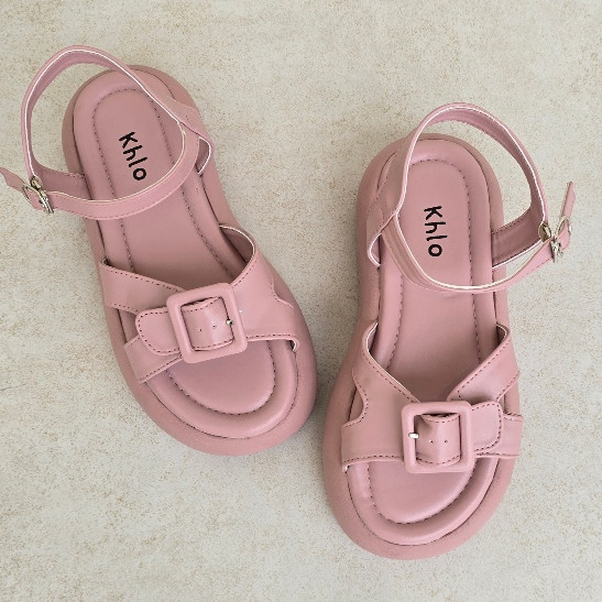 BELLEZA YUK - KHLO LEAH Premium รองเท้าแตะเด็กผู้หญิง 5 ซม.สายรัดด้านหลังอายุ 6 ถึง 10 ปี Beleza รอง