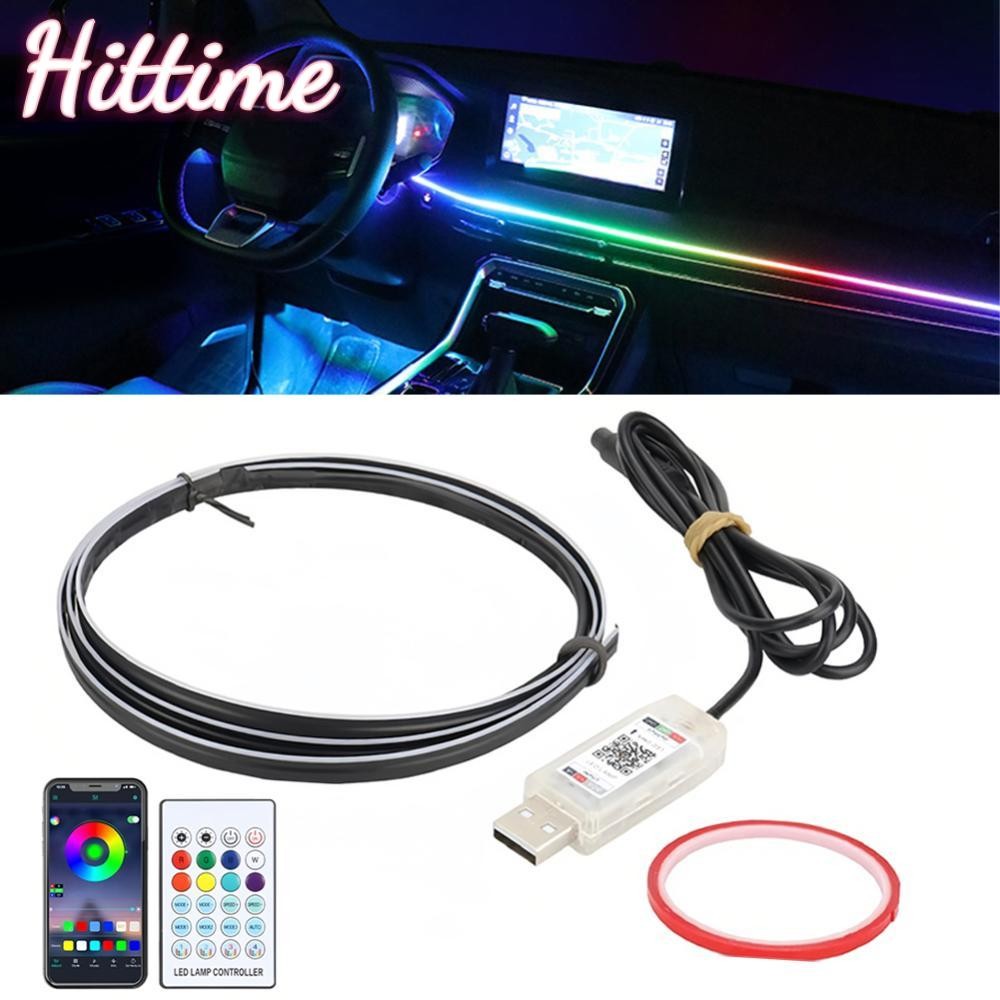 Hittime 110 ซม.รถ Ambient ไฟ USB APP ควบคุมระยะไกล LED ภายใน RGB Symphony บรรยากาศโคมไฟสําหรับ Tesla