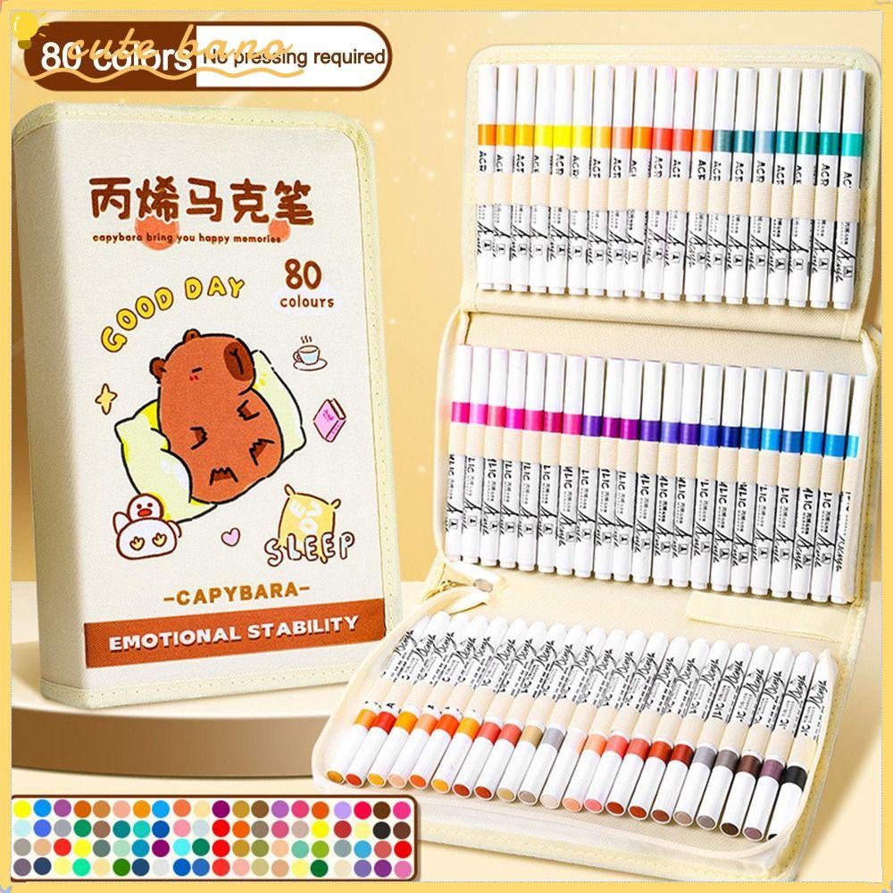 Bano1 Capibara เด็กปากกาอะคริลิค, 12/24/36/48 สีถาวร Graffiti Marker ปากกา, Professional กันน้ําเครื่องเขียนวาดภาพวาดปากกานักเรียน