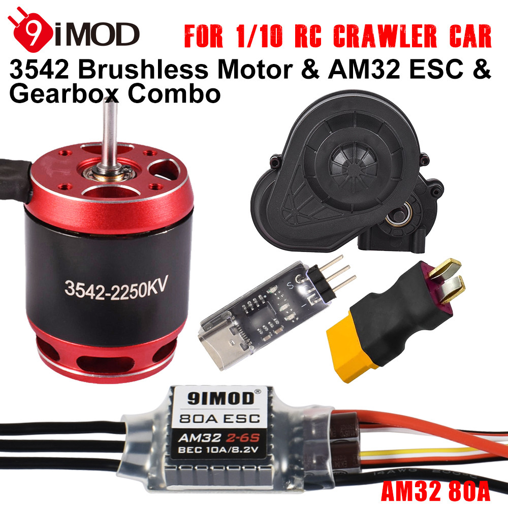 9imod RC Brushless Combo AM32 80A ESC 3542 1850KV/2250KV มอเตอร์ไร้แปรงเกียร์สําหรับ Axial SCX10 RC 