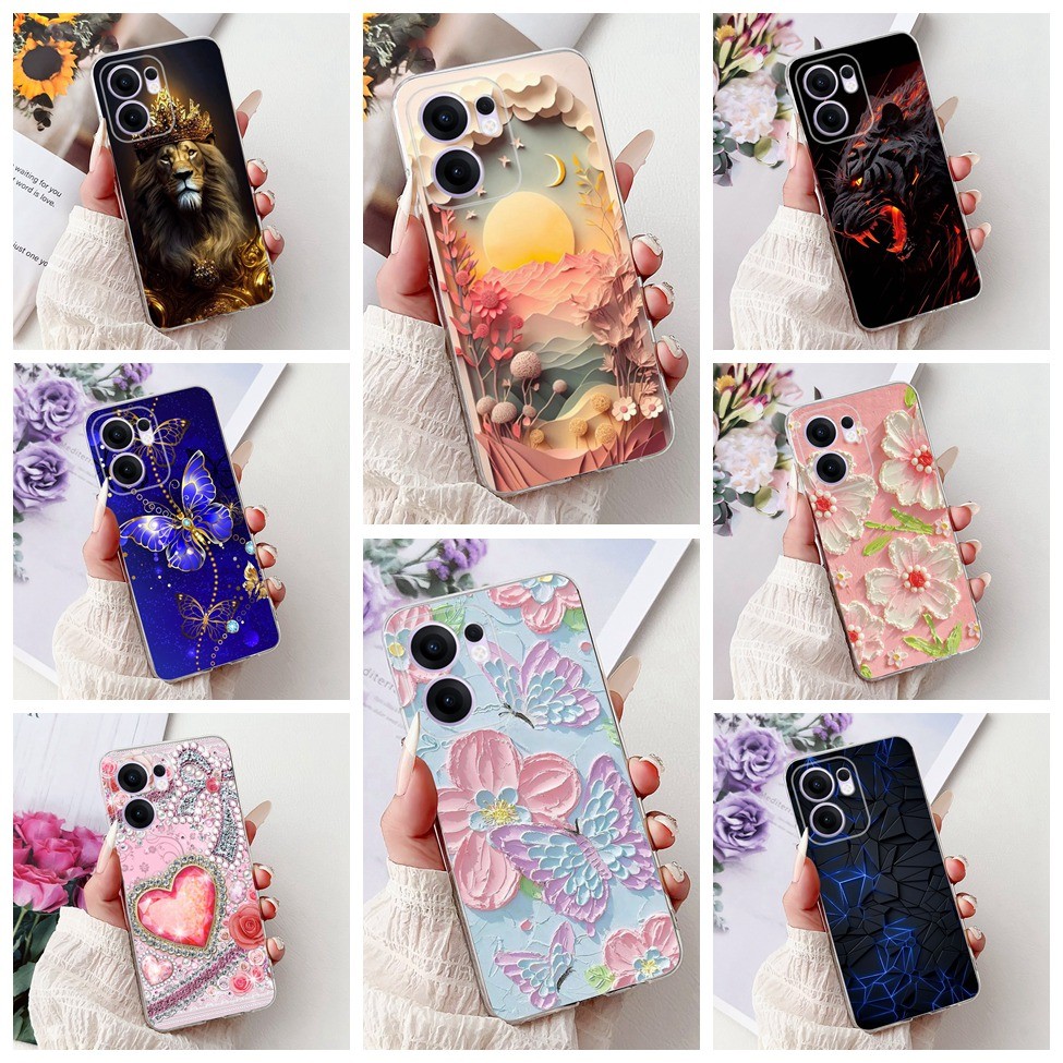 Oppo Reno 13F 4G CPH2701 เคสโทรศัพท์ Oppo Reno 13F 5G CPH2699 กรณีแมวน่ารักแฟชั่นดอกไม้การ์ตูน Cool Clear TPU ปกหลัง