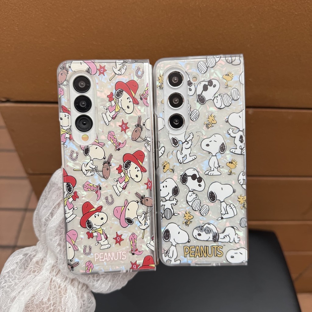 Samsung z Fold8/7/6รูปแบบเปลือกสีชมพู Frosted กรอบรวมทุกอย่าง Hard Shock-proof เคสโทรศัพท์z fold5/4การ์ตูนน่ารัก Red Riding Hood Snoopy PC เคสป้องกัน